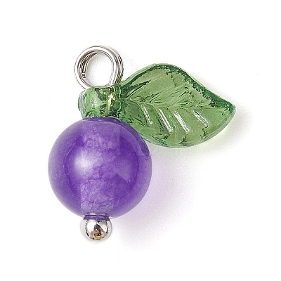 Natural Dyed Malaysia Jade Fruit Charms PALLOY-JF02431-03-1