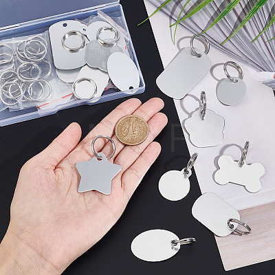 AHADERMAKER DIY Stamping Blank Tag Charm Keychain Making Kit DIY-GA0004-18-1