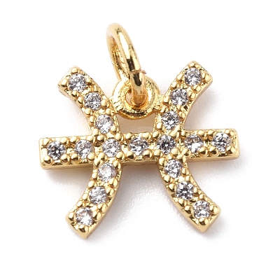 Brass Micro Pave Cubic Zirconia Charms X-ZIRC-F131-16G-12-1