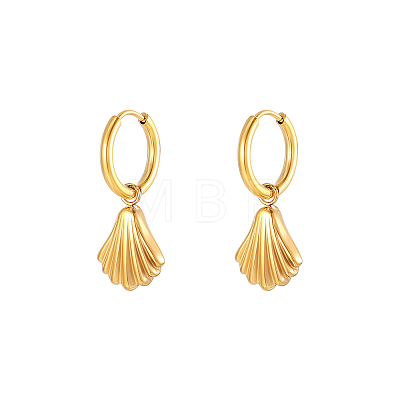 Stainless Steel Shell Shape Dangle Earrings for Women HK0128-1-1