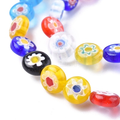 Flat Round Handmade Millefiori Glass Beads X-LK-R004-54-1