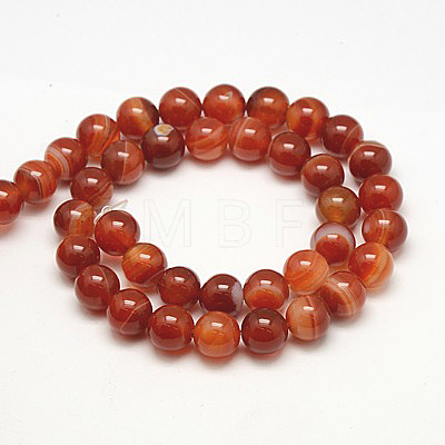 Natural Striped Agate/Banded Agate Beads Strands X-G-G591-10mm-03-1