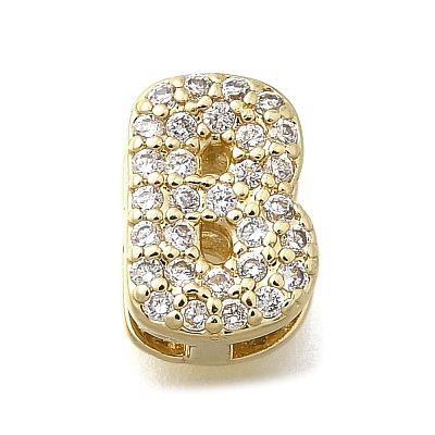 Brass Micro Pave Cubic Zirconia Letter Pendants KK-D295-32G-02-1