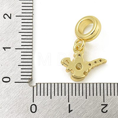 Rack Plating Brass Pave Clear & Light Yellow Cubic Zirconia Kettle European Dangle Charms KK-Z067-59G-1