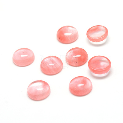 Cherry Quartz Glass Cabochons X-G-T020-8mm-10-1