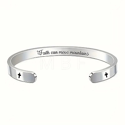 304 Stainless Steel Cuff Bangles for Women Men WGBB048-03-1