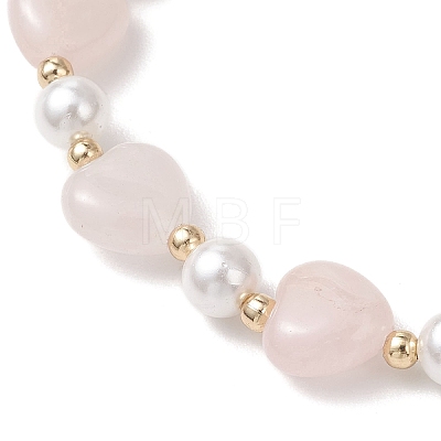 Natural & Synthetic Gemstone Heart & Shell Pearl Beads Stretch Bracelets BJEW-JB13413-1