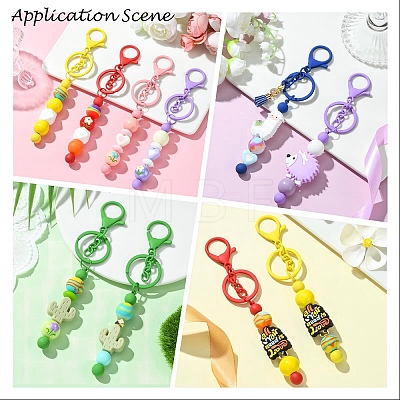 Spray Painted Alloy Bar Beadable Keychain for Jewelry Making DIY Crafts KEYC-A011-02-1