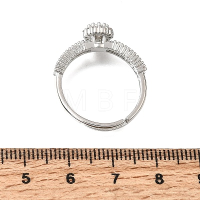 Brass Micro Pave Clear Cubic Zirconia Cuff Open Rings CU-CBA5C10-18P-1
