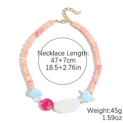 Resin Oval Cube Beaded Necklaces with Alloy End Chains WG28E0B-03-1