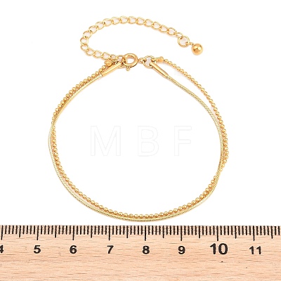 304 Stainless Steel Ball & Snake Chain Double Layered Bracelets for Women BJEW-F537-02G-1