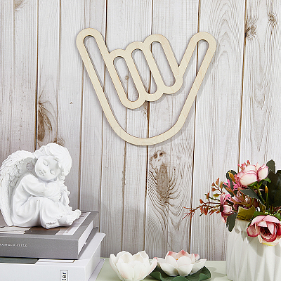Wood Gesture Wall Decorative Stickers STIC-WH0010-09-1