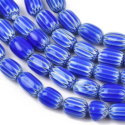 Handmade Millefiori Glass Oval Beads Strands LK-Z001-02A-01-1