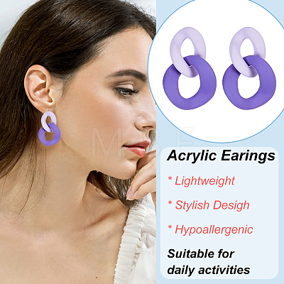 ANATTASOUL 8 Pairs 8 Colors Acrylic Twist Oval Dangle Stud Earrings for Woman EJEW-AN0004-07-1