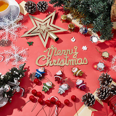 7 Styles Merry Christmas Plastic Pendants Decoration Set HJEW-BC0001-45-1