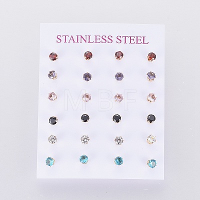 304 Stainless Steel Stud Earrings EJEW-I229-02G-B-1