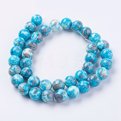 Synthetic Ocean White Jade(Rain Flower Stone) Beads Strands G-GR8MM-223-1