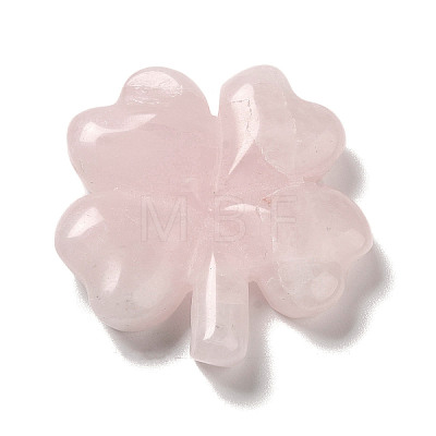 Natural Rose Quartz Carved Clover Figurines Statues for Home Office Tabletop Feng Shui Ornament DJEW-G044-01A-1