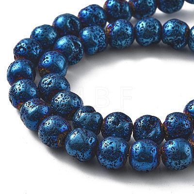 Electroplated Natural Lava Rock Beads Strands G-A251-E01-01H-1