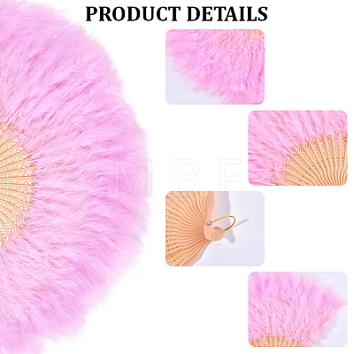 Plastic & Feather Folding Fan AJEW-WH20130-171B-1