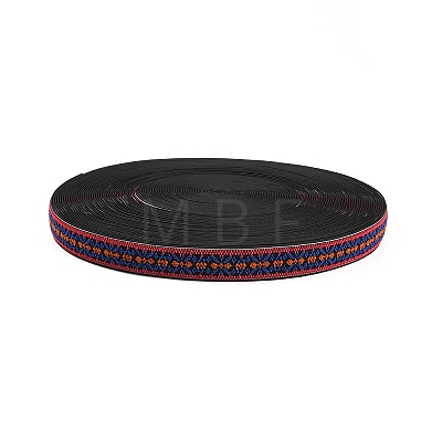 Ethnic Style Embroidery Flat Polyester Elastic Rubber Cord/Band OCOR-WH0079-98A-1
