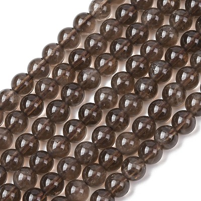Natural Smoky Quartz Round Beads Strands G-E329-6mm-38B-1