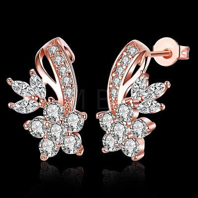 Trendy Brass Cubic Zirconia Ear Stud EJEW-BB29752-B-1