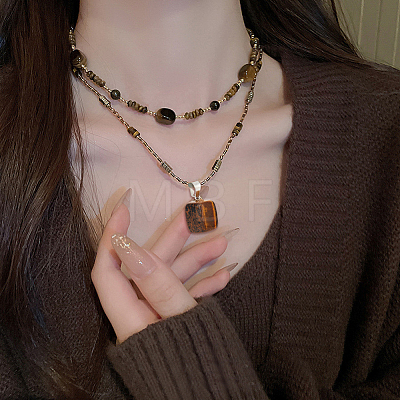 20Pcs Natural Tiger Eye Pendants G-BBC0001-50C-1