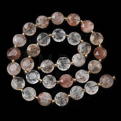 Natural Black Gold Rutilated Quartz Beads Strands G-C116-A182-01-1