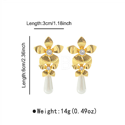 Alloy & Rhinestone & Plastic Pearl Stud Dangle Earrings WG394CA-01-1