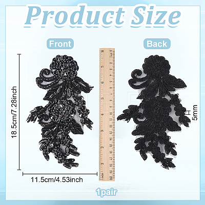 1Pair Flower Beading Cloth Embroidery Ornaments Accessories DIY-FG0010-47B-1