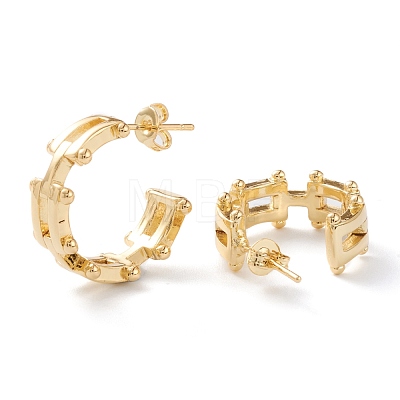 Semicircular Brass Half Hoop Earrings EJEW-Z002-01G-1