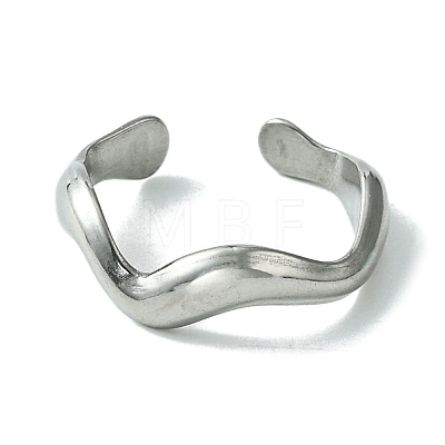 304 Stainless Steel Open Cuff Ring RJEW-L110-022P-1