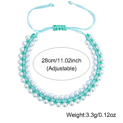 Imitation Pearl Round Beads Braided Bead Bracelets OE8448-2-1