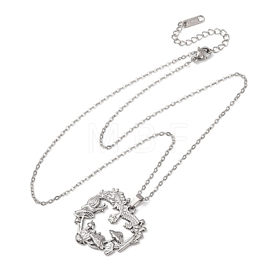 304 Stainless Steel Pendant Cable Chain Necklaces for Men Women NJEW-K308-03F-P-1