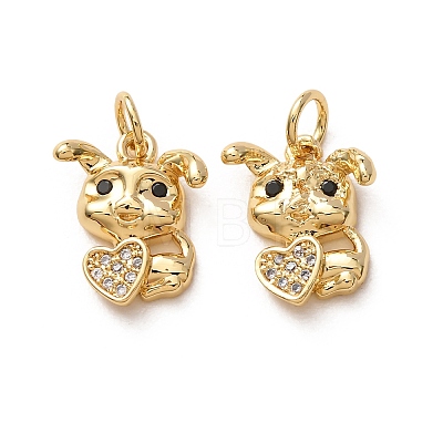 Brass Micro Pave Black Cubic Zirconia Charms CU-H002-06B-G-1