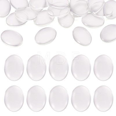 Transparent Clear Glass Flat Back Cabochons GGLA-TA0001-02-40x30-1