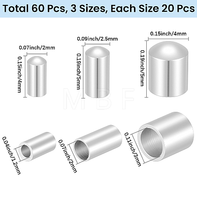60Pcs 3 Styles Brass Cord Ends KK-CN0003-44S-1