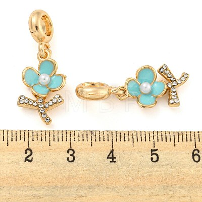 Rack Plating Alloy Enamel Flower European Dangle Charms FIND-B034-15G-02-1