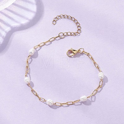 Natural Freshwater Pearl Beaded Link Bracelets BJEW-JB12849-1