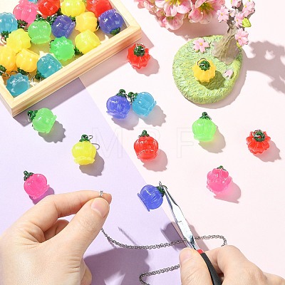 35Pcs 7 Colors Luminous Opaque Resin Pendants RESI-CJ0005-42-1