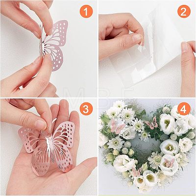 SUPERFINDINGS 4 Set 3D Butterfly Paper Mirror Wall Stickers DIY-FH0002-96-1