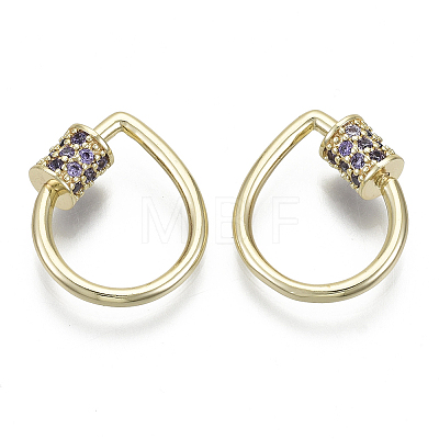 Brass Micro Pave Cubic Zirconia Screw Carabiner Lock Charms KK-R136-069D-NF-1