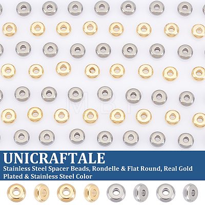 Unicraftale 100Pcs 2 Style 304 Stainless Steel Spacer Beads STAS-UN0053-78-1