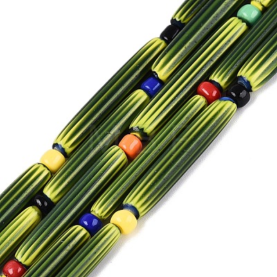 Handmade Millefiori Glass Lampwork Strip Beads Strands LA-N047-01F-1