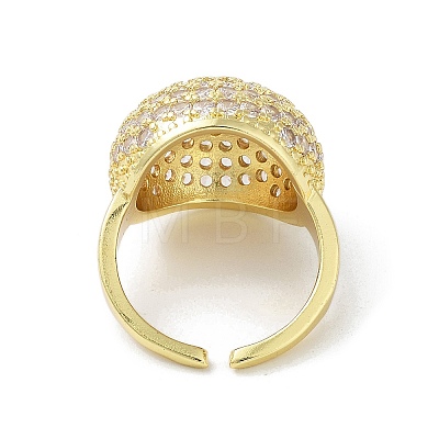 Brass with Cubic Zirconia Open Cuff Rings for Women RJEW-A035-15G-1