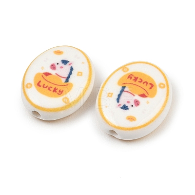 Printed Handmade Porcelain Beads PORC-B009-01A-1