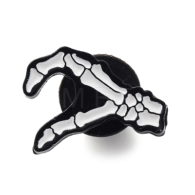 Halloween Skull Hand Heart Enamel Pins JEWB-Z005-01EB-1