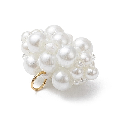 Pearlized Glass Pearl Beads Pendants PALLOY-MZ01101-01-1