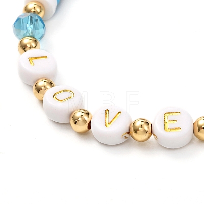 Love Handmade Polymer Clay Beads Stretch Bracelet for Teen Girl Women BJEW-JB06936-1